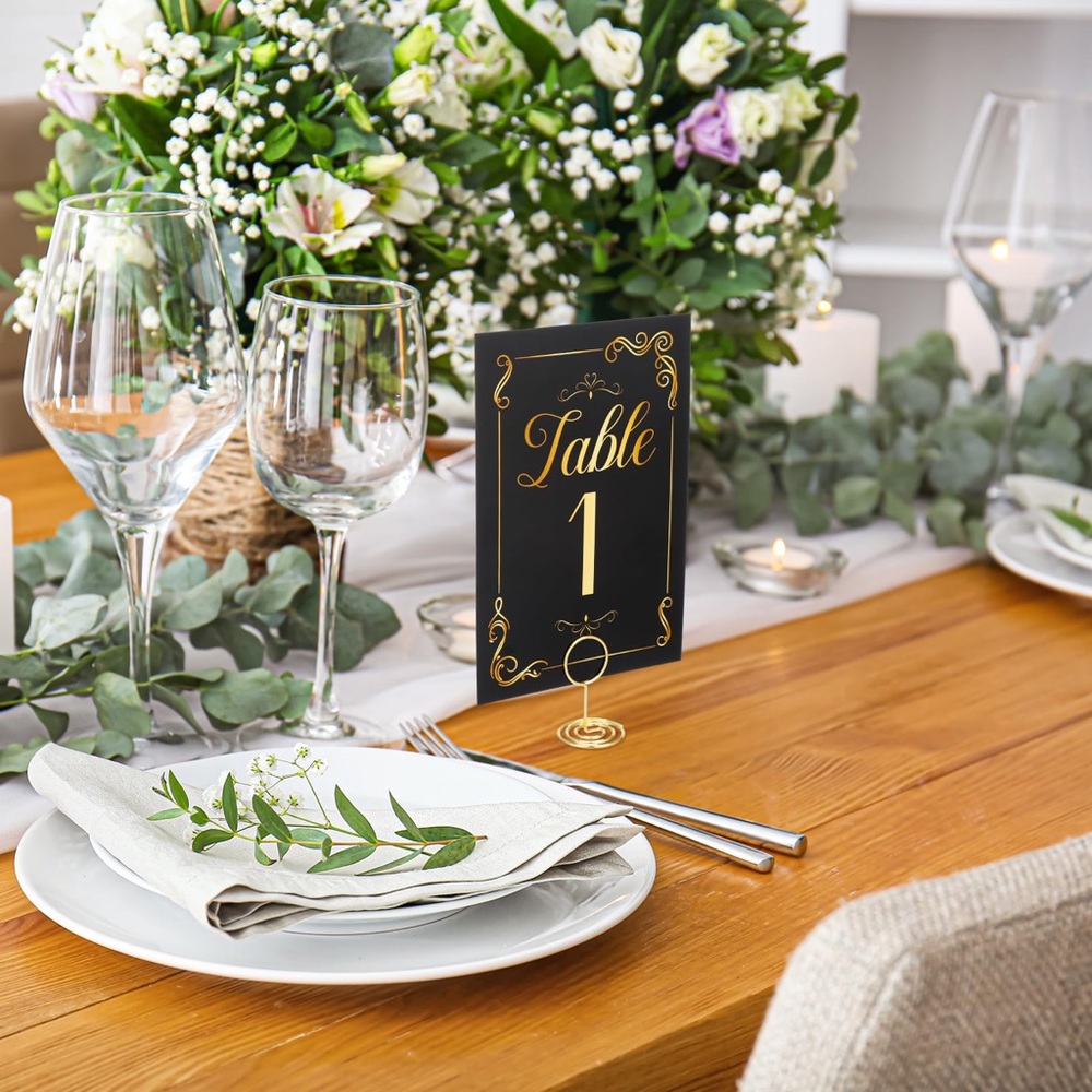 Table Numbers Black & Gold for Events Weddings Elegant Cards FACTORY SEALED